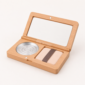 Custom Wooden <b>Makeup</b> Palette <b>Box</b> with Mirror Refillable Cosmetic Compact Case OEM ODM - Product Image 4