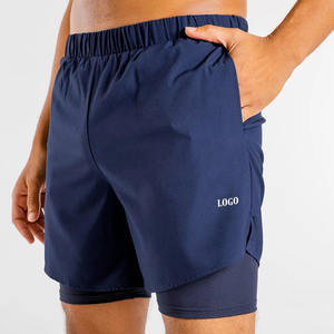 Pantalones Cortos Deportivos de Doble Capa para Hombre, Personalizados, de Secado Rápido, Ecológicos, con Patrón Bordado, Casuales, al por Mayor, de Alta Calidad, con Orificios de Malla - Product Image 6