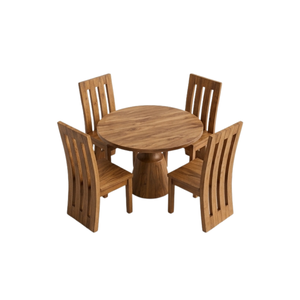 Ensemble de salle à manger rond en teck de qualité supérieure ARTERRA, table basse moderne avec chaises pour la maison et la villa - Product Image 2