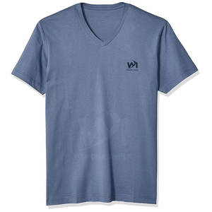 T-shirt col V 100% coton uni pour homme, confortable, grande taille, coupe ample, vêtements décontractés pour homme, prix bas. - Product Image 1