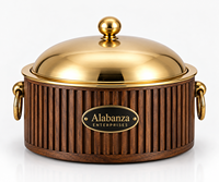 Plat de service en bois de luxe, durable et écologique, chauffe-plat à motif géométrique doré, compatible gaz et induction, pour four