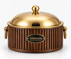 Plat de service en bois de luxe, durable et écologique, chauffe-plat à motif géométrique doré, compatible gaz et induction, pour four - Product Image 3