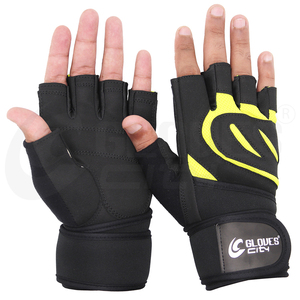 Hot Selling Non <b>Slip</b> Cotton Polyester Leather Gym Fitness Gloves Breathable Exercise Weight Lifting <b>Half</b> Finger Adjustable Wrist - Product Image 1