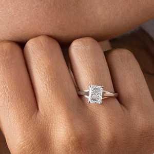 Sparkly Moissanite 2CT Radiant Cut Diamond Signet Ring Original 925 <b>Silver</b> Wedding Promise Jewelry For Partner - Product Image 1