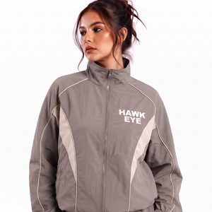 Latest Design Nylon Polyester Tracksuit For Women Stand Collar Full Zip Jacket And Jogger Pant Windbreaker Solid Color Two Piece - Product Image 4