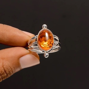 Bague en ambre baltique naturel, argent sterling 925, bague faite à la main, ambre taillé ovale, bijoux en argent, fournisseur en gros - Product Image 1