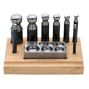 8 Cavity Steel Dapping Punch Set And Block With Wooden Base Jewelry <b>Tools</b> Equipment Workbenches for <b>Engraving</b> for Jewellery - Product Image 6