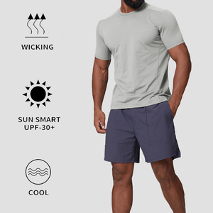 เสื้อยืดออกกำลังกายผู้ชายแบบคัสตอม ผ้าถักเนื้อเย็น แห้งเร็ว เหมาะสำหรับกีฬากลางแจ้ง ลำลอง แขนสั้น คอกลม สีพื้น - Product Image 2