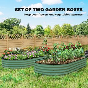 Set di Aiuole Rialzate Verdi 7FT X 3FT X 1FT con 2 Pali Metallici per Piante, Accessori da Giardinaggio - Product Image 4