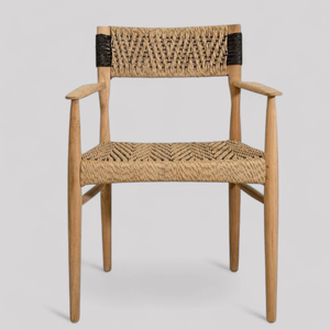 Conjunto de Sillas de Jardín con Asiento y Respaldo de Ratán Tejido a Mano con Estructura de Madera de Teca para Decoración de Muebles del Hogar - Product Image 2