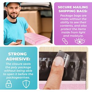 Strisce rosa 9X12 pollici Poly mailer 100 confezionare borse di spedizione autosigillate buste impermeabili elastiche per abbigliamento 9x12 pollici - Product Image 5
