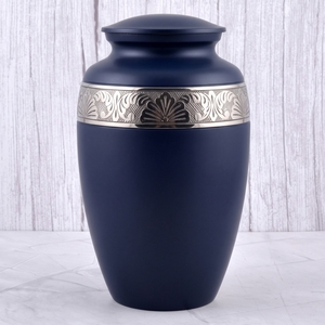 <b>Red</b> and Gold Gold band with intricate pattern Brass Adult Cremation Urn with matte surface for Human Ashes - Product Image 3