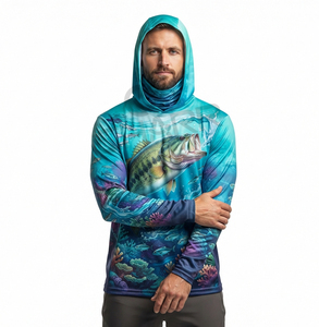 Sweat-shirts de pêche personnalisés pour hommes, 100% polyester, extensibles dans les quatre sens, protection solaire, imprimé polyester UPF 50 - Product Image 1