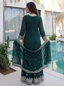 Luxury Chiffon Salwar Kameez with Heavy Embroidery and Boutique Modest Dress for Women Breathable 83781 - Product Image 3
