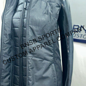 Veste matelassée pour femme, manches longues, col double couche, fermeture éclair, couleur unie, vêtement d'extérieur d'hiver, tissu respirant à mémoire de forme 100% - Product Image 6