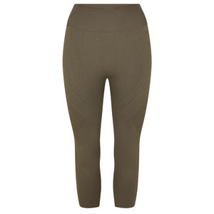 Leggings Capri Taille Haute Femme Vert Olive Uni Tricoté Spandex Nylon Compression Sportif Toutes Saisons Sans Couture - Product Image 4