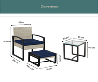 Meubles en rotin PE de haute qualité BeNK, ensemble moderne de 4 pièces avec repose-pieds, pour extérieur, villa, parc, terrasse, balcon, hôtel, appartement, salon