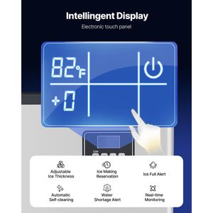 เครื่องทำน้ำแข็ง360LBS 24ชม. 300LBS ถังเก็บขนาดใหญ่หน้าจอสัมผัสทำความสะอาดตัวเองสำหรับไอศกรีมในบาร์เชิงพาณิชย์ - Product Image 5