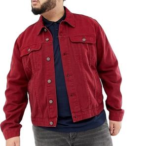 Custom Design Denim Jackets Winter Heavy Weight Warm <b>Jean</b> Jackets Wholesale Street Wear Fashion Breathable Denim Jacket <b>Red</b> Dyed - Product Image 1