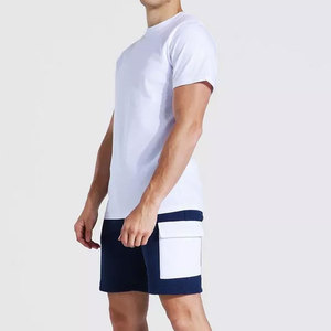 Conjuntos de camiseta y pantalones cortos deportivos para hombre al por mayor, conjuntos de 2 piezas de verano para hombre, unisex, lisos y teñidos. - Product Image 5