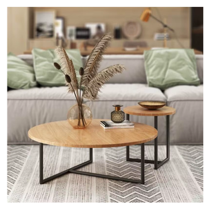 Nordic Solid Wood <b>Round</b> Coffee <b>Table</b> with Wood Frame Easy to Clean Modern Light Luxury Minimalist Design Living Room Furniture - Product Image 6