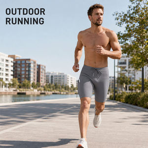 Maker Double <b>Layer</b> <b>Mid</b> Waist Men Gym Fitness Butt Lift Sweatpants Breathable Sport Solid Casual Shorts Side Pocket - Product Image 5