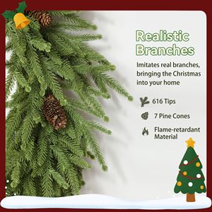 Ghirlanda Artificiale di Pino Norfolk da 40cm, 88 Rami Realistici, Pigne, Ghirlanda Natalizia Festiva da 24 Pollici per Decorazione di Porte e Pareti - Product Image 5