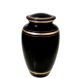 Urnas de Cremación de Metal Grandes Hechas a Mano para Cenizas Humanas, Urna Funeraria de Latón Negra y Dorada para Adultos - Jarrones Conmemorativos, Artículos para Cementerio - Product Image 1