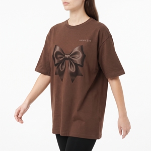 T-shirt décontracté pour femme de haute qualité, col rond avec nœud, respirant, coupe régulière, en maille de polyester, écologique, tendance toutes saisons - Product Image 3