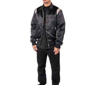 Chaqueta Universitaria Bomber de Satén Ecológica con Logotipo Personalizado para Hombre, Estilo Baloncesto, Hip Hop, Béisbol, con Bordado de Letras - Product Image 5