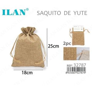 Borsa in Iuta ILAN 18x25cm con Cordoncino per Confezioni Regalo Artigianali - Product Image 3