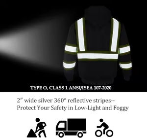 Veste de sécurité haute visibilité LED étanche ANSI Classe 2, 100% nylon/polyester, multi-poches, fermeture éclair avant, bande réfléchissante - Product Image 4