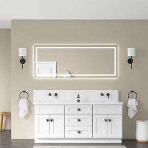 Specchio LED da Bagno a Parete 72 X 28 Pollici con Illuminazione Frontale e Posteriore, Cornice in Alluminio, Antiappannamento, Memoria, Garanzia di 3 Anni - Product Image 1