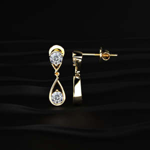 Moissanite Teardrop Dangle Earrings Round Diamond Look Two Tier <b>Drop</b> Earrings 2.40TCW VVS Colorless Bridal Wedding Jewelry Gift - Product Image 3