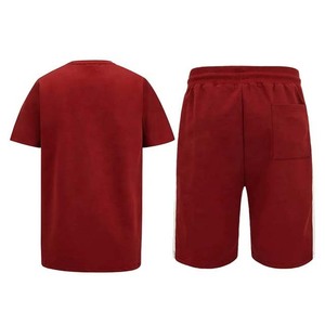 Conjuntos de camiseta y pantalones cortos de diseño superior para hombre, personalizados, de corte ajustado, nuevo diseño, 100% algodón, en colores rojo y blanco, en venta. - Product Image 6