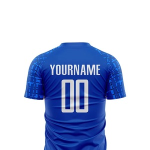 Custom Men's Soccer Jersey <b>Set</b> Blue Geometric Print Sublimated Moisture Wicking Short Sleeve Athletic Fit Team Uniform - Product Image 6