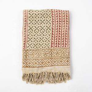 Manta personalizado con estampado de algodón con bloque de mano, sofá, sofá, 100% algodón, mantas de lujo para decoración del hogar - Product Image 6