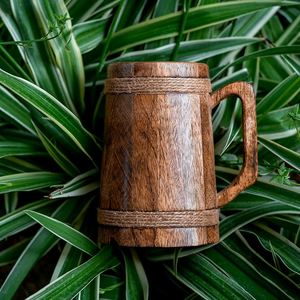 Mug à café en bois massif naturel, artisanal et écologique, réutilisable, durable, avec poignée, pour la maison et le bureau - Product Image 2