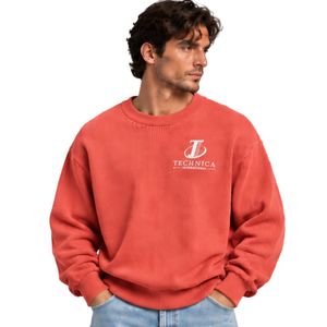 Coral <b>Red</b> <b>Mens</b> Oversized Crewneck Sweatshirt Long Sleeve Cotton Pullover Loose Fit Casual Streetwear Winter Fashion <b>Jumper</b> Top - Product Image 2