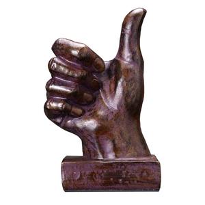 Escultura de mano decorativa pátina terminada sala de estudio Decoración de mesa escultura de metal pulgar signo diseñador escultura Decoración - Product Image 1