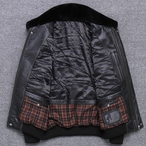 2024 tendance sur mesure hommes laine tissu veste haute qualité tourner fourrure cuir pleine fermeture éclair Style décontracté OEM Service disponible - Product Image 3