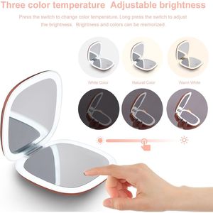 Specchio da Trucco LED Compatto Bifacciale Dimmerabile Ricaricabile USB da Viaggio 4 Pollici Ingrandimento 1X/10X Specchio Illuminato per il Trucco - Product Image 3