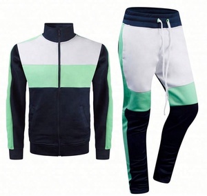 Ensemble de survêtement pour homme avec blocs de couleur, sweat-shirt à fermeture éclair à manches longues, poches latérales, vêtement décontracté respirant, col à capuche, style hiver - Product Image 3