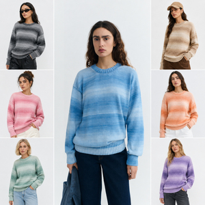 Lote al por mayor de suéteres de punto con cuello redondo para mujer, manga larga, color liso, casual, 100% acrílico, anti-bolitas, OEM, Bangladesh - Product Image 3