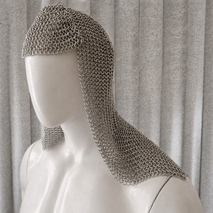 Cache-cou et cagoule en maille de fer doux traditionnel de 9 mm, accessoire de costume d'armure de chevalier médiéval avec tailles personnalisées - Product Image 2