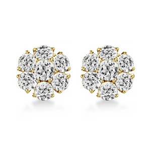 Pendientes de Clip con Diamantes de Corte Brillante en Forma de Flor de 0.50 CT en Oro Amarillo de 14 Quilates con Baño de Rodio - Product Image 2
