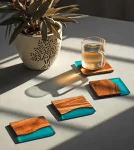 New Arrival Classic Wooden Coasters Set Premium Natural Wood Drink Coaster for <b>Table</b> <b>Protection</b> - Product Image 4