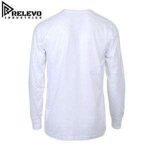 Chemise à manches longues blanche de qualité supérieure, T-shirt léger à col rond en coton pour homme, 100 % coton jersey, coupe classique - Product Image 3