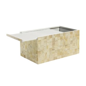 Caja de pañuelos rectangular de alta gama con incrustaciones de nácar y madera hecha a mano para decoración del hogar - Product Image 6