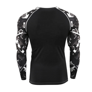 <b>Men</b> Long Sleeve <b>Compression</b> Rash Guard Full Sleeve Sublimation Print Quick Dry Polyester Fitness Top - Product Image 2